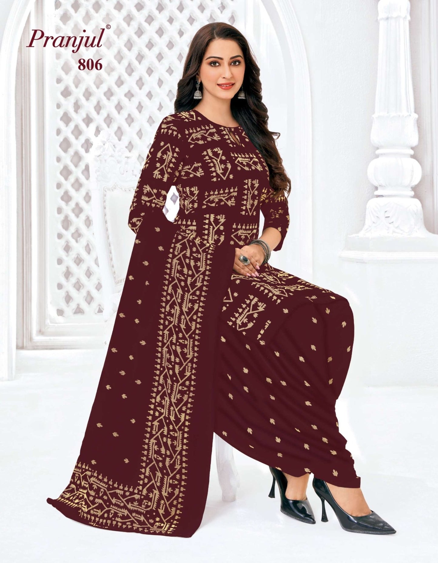 Pranjul Piya Vol 8 Pure Cotton Patiyala Style 3 Piece Suit Set - Amrah Wholesale