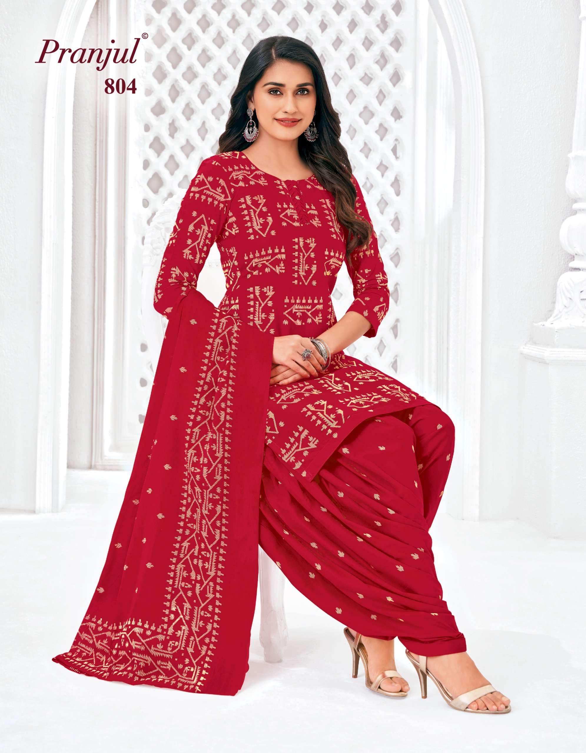 Pranjul Piya Vol 8 Pure Cotton Patiyala Style 3 Piece Suit Set