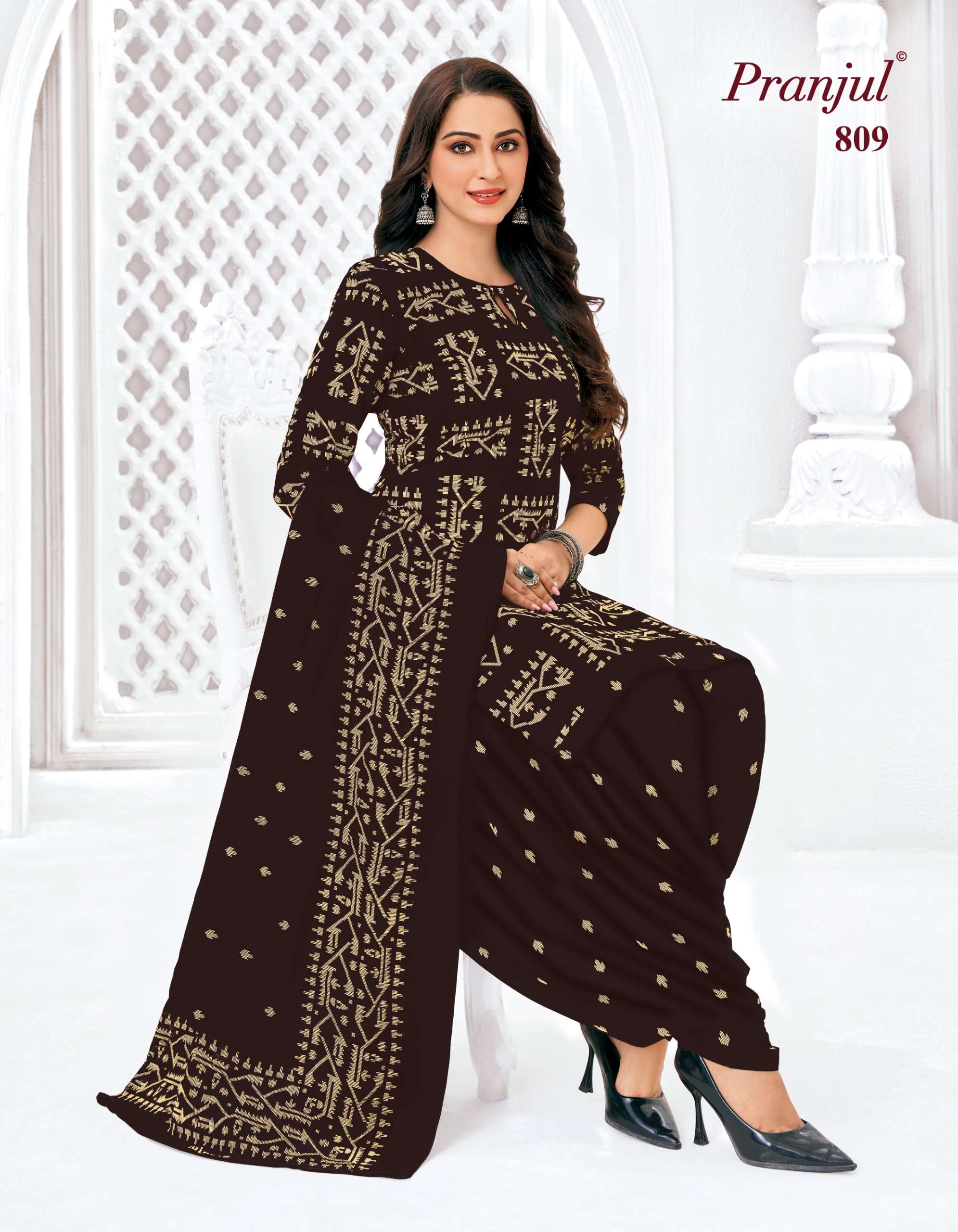Pranjul Piya Vol 8 Pure Cotton Patiyala Style 3 Piece Suit Set