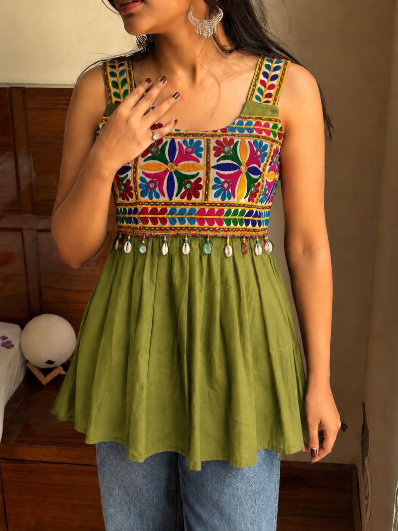 Preety Vol 1 Rayon Gamthi Embroidered Short Top