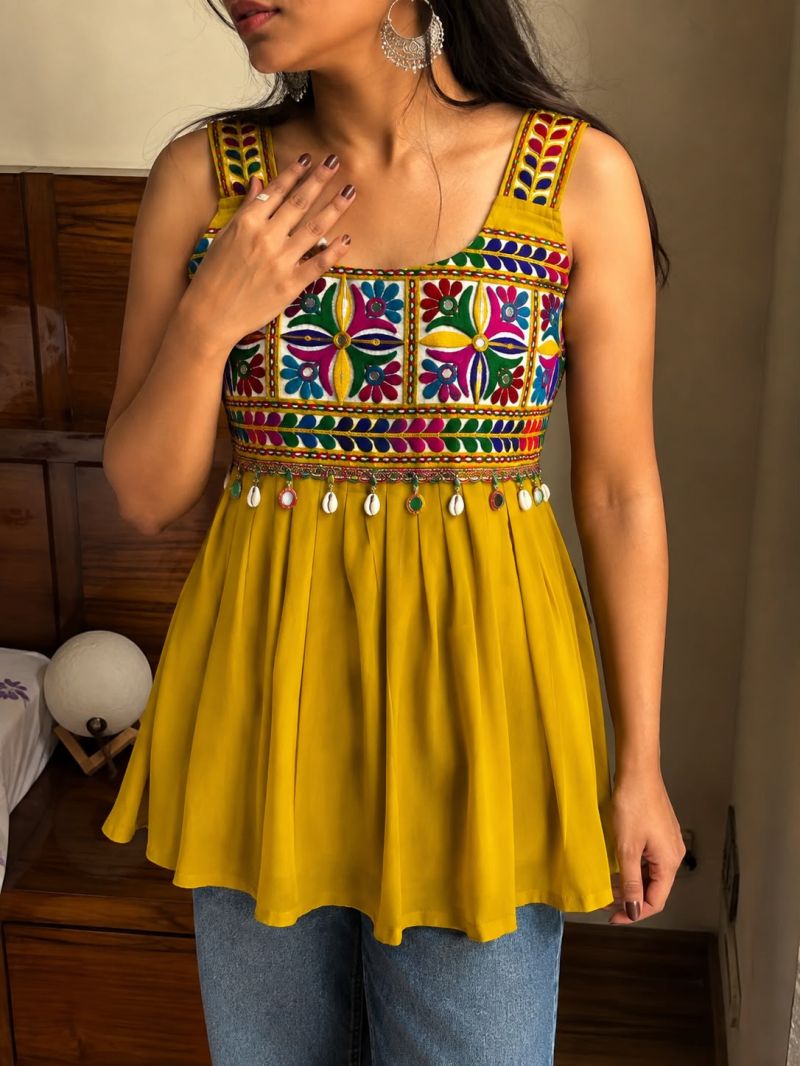 Preety Vol 1 Rayon Gamthi Embroidered Short Top