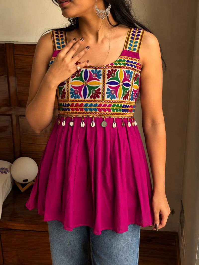 Preety Vol 1 Rayon Gamthi Embroidered Short Top