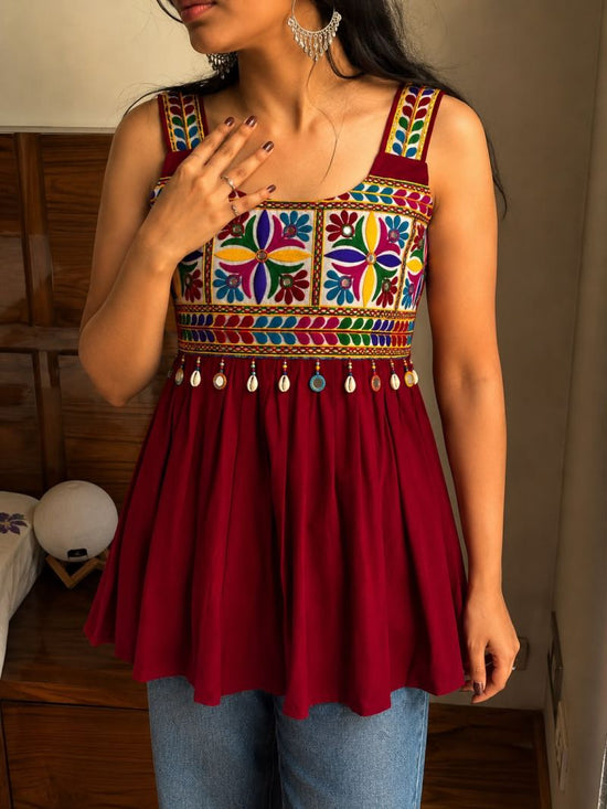 Preety Vol 1 Rayon Gamthi Embroidered Short Top