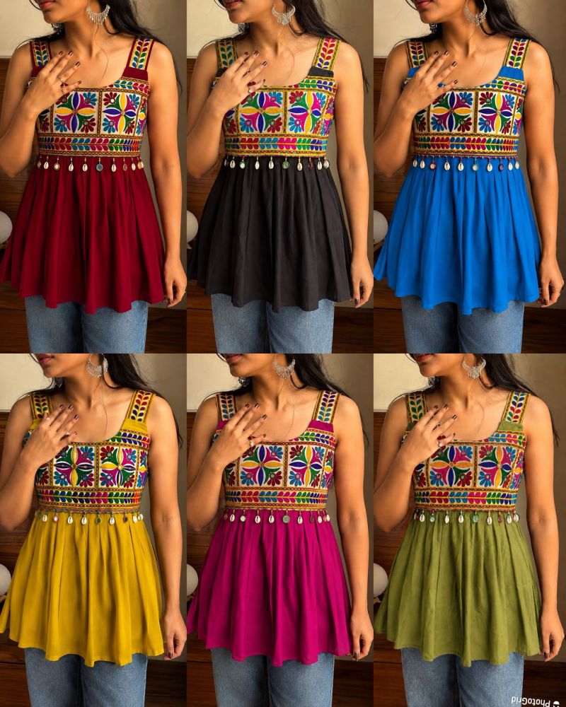 Preety Vol 1 Rayon Gamthi Embroidered Short Top