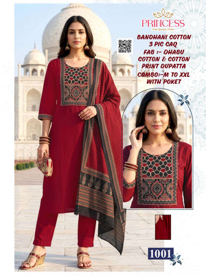 Princess Bandhani Dhabu Cotton Salwar Suit Set