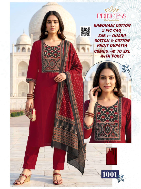 Princess Bandhani Dhabu Cotton Salwar Suit Set
