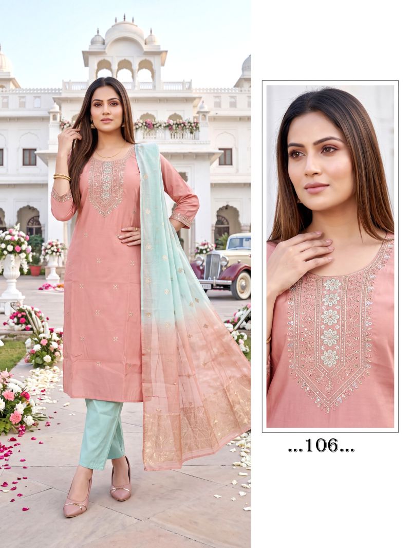 Prisha Vol 1 Roman Silk Embroidered Kurti Set Collection