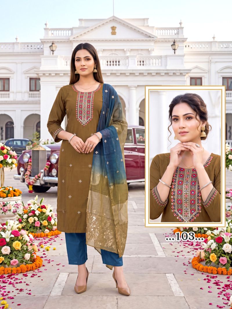 Prisha Vol 1 Roman Silk Embroidered Kurti Set Collection