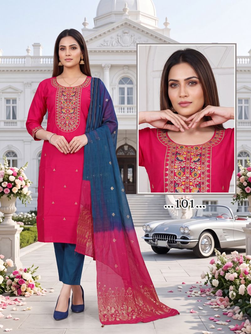 Prisha Vol 1 Roman Silk Embroidered Kurti Set Collection