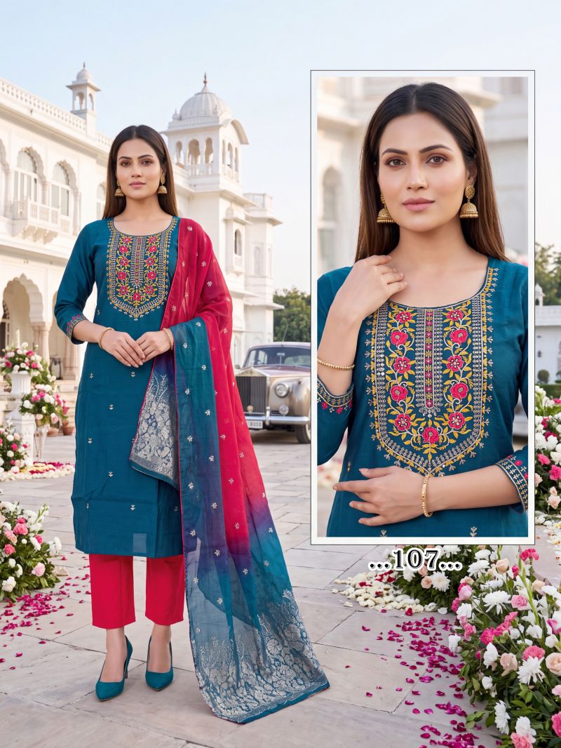 Prisha Vol 1 Roman Silk Embroidered Kurti Set Collection