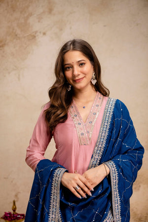 Priyanka 02 Vichitra Silk Kurti Pant Dupatta Set Wholesale Surat India - Amrah Wholesale