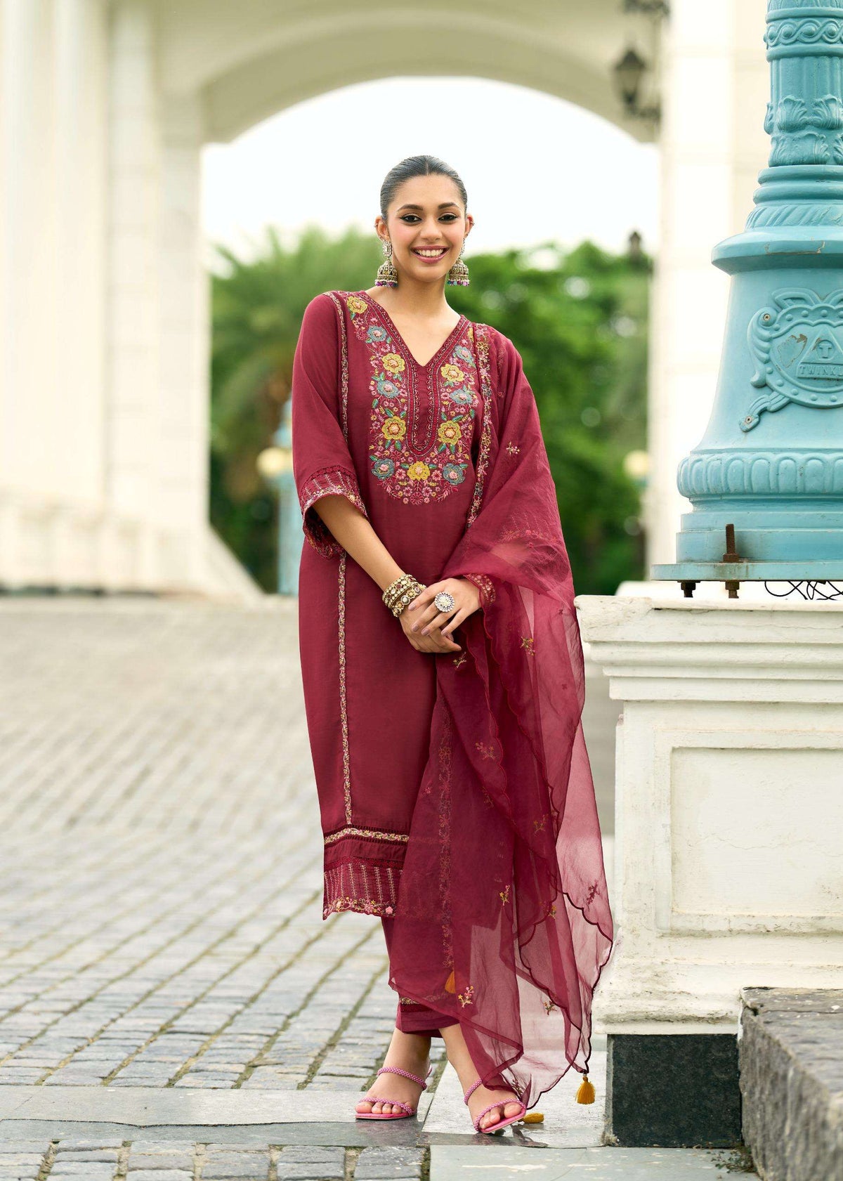 PRM India Khayaal Mull Chanderi Salwar Suit Set - Amrah Wholesale