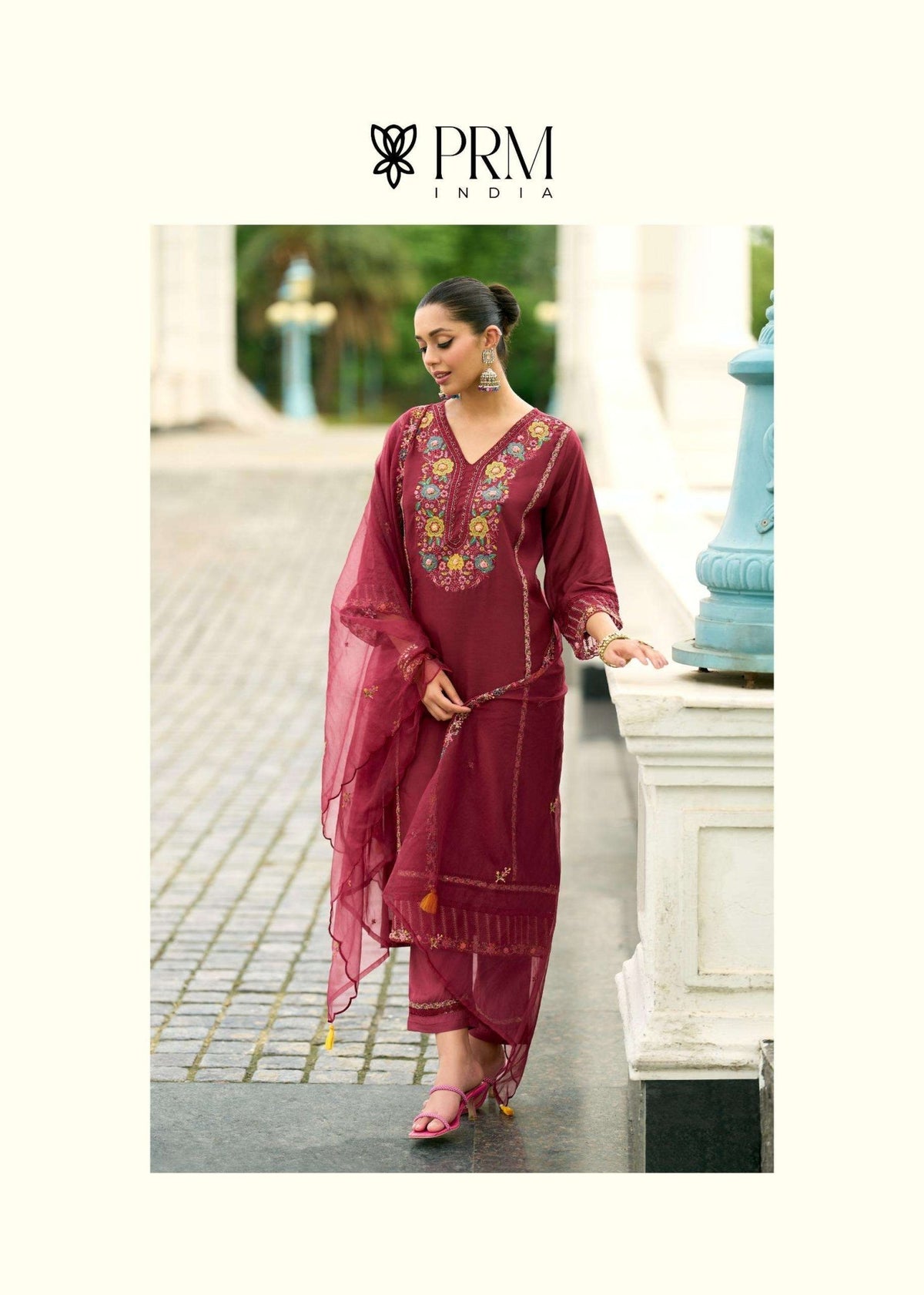 PRM India Khayaal Mull Chanderi Salwar Suit Set - Amrah Wholesale