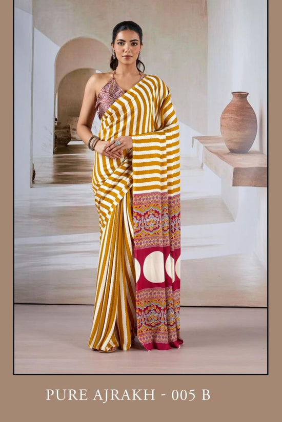 Pure Ajrakh 005 Modal Satin Ajrakh Printed Saree Collection - Amrah Wholesale