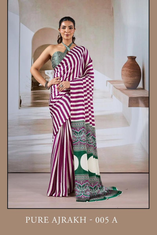 Pure Ajrakh 005 Modal Satin Ajrakh Printed Saree Collection - Amrah Wholesale