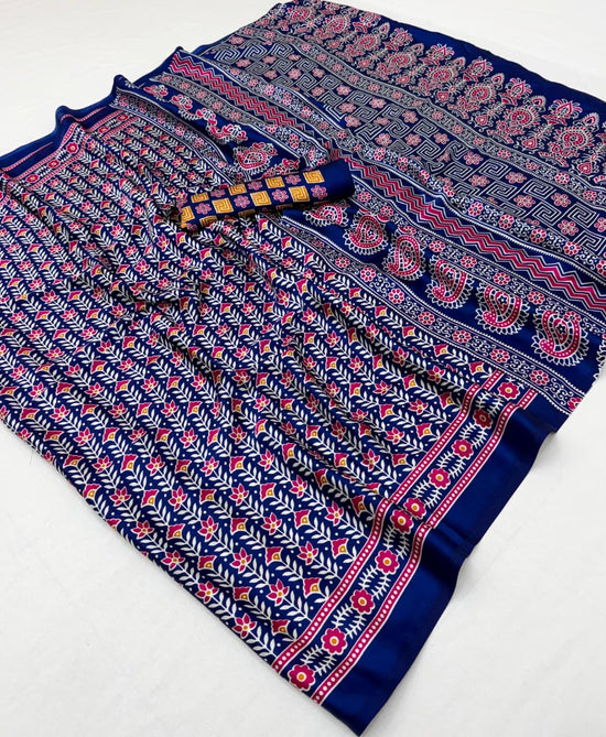 Pure Ajrakh 040 Modal Satin Ajrakh Printed Saree