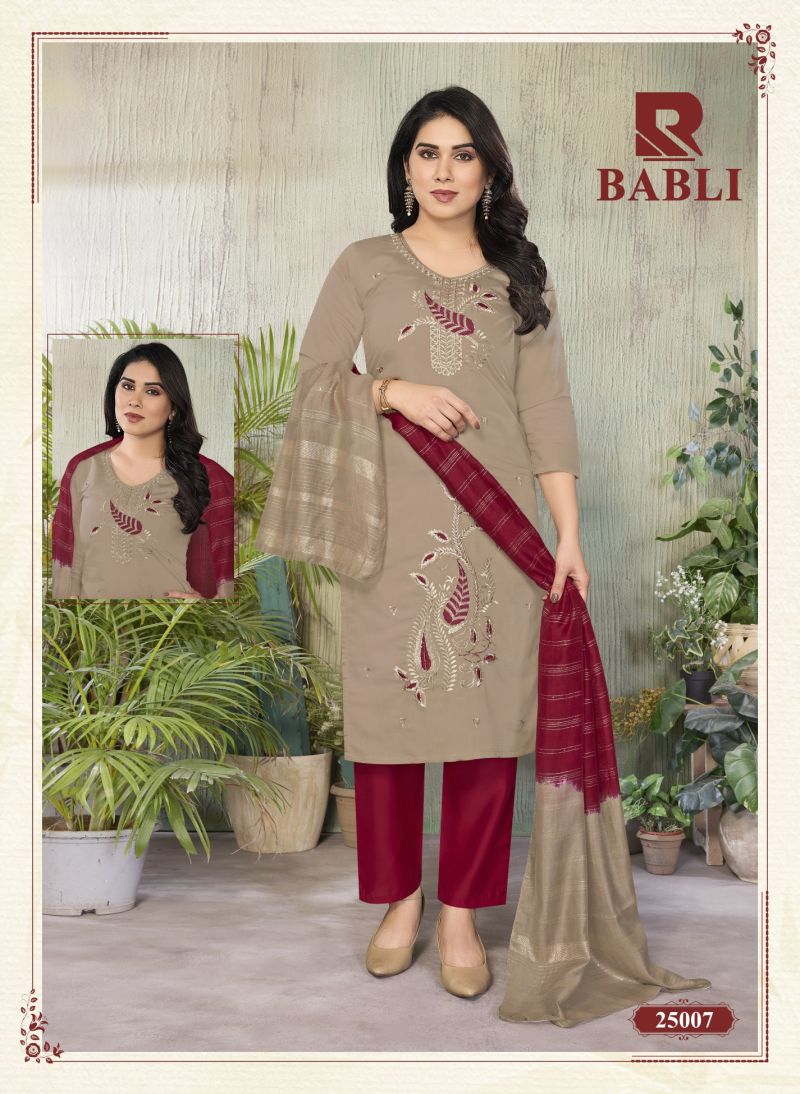 Raashi Babli Roman Silk Embroidered Kurti Pant Dupatta Set