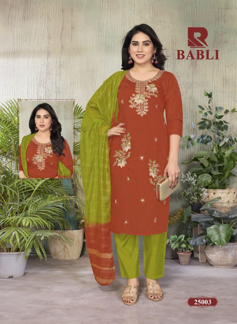 Raashi Babli Roman Silk Embroidered Kurti Pant Dupatta Set