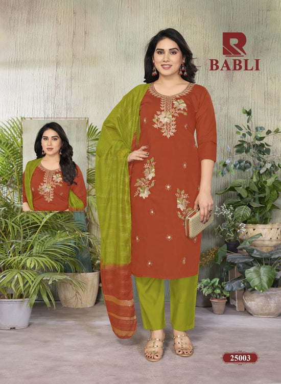 Raashi Babli Roman Silk Embroidered Kurti Pant Dupatta Set
