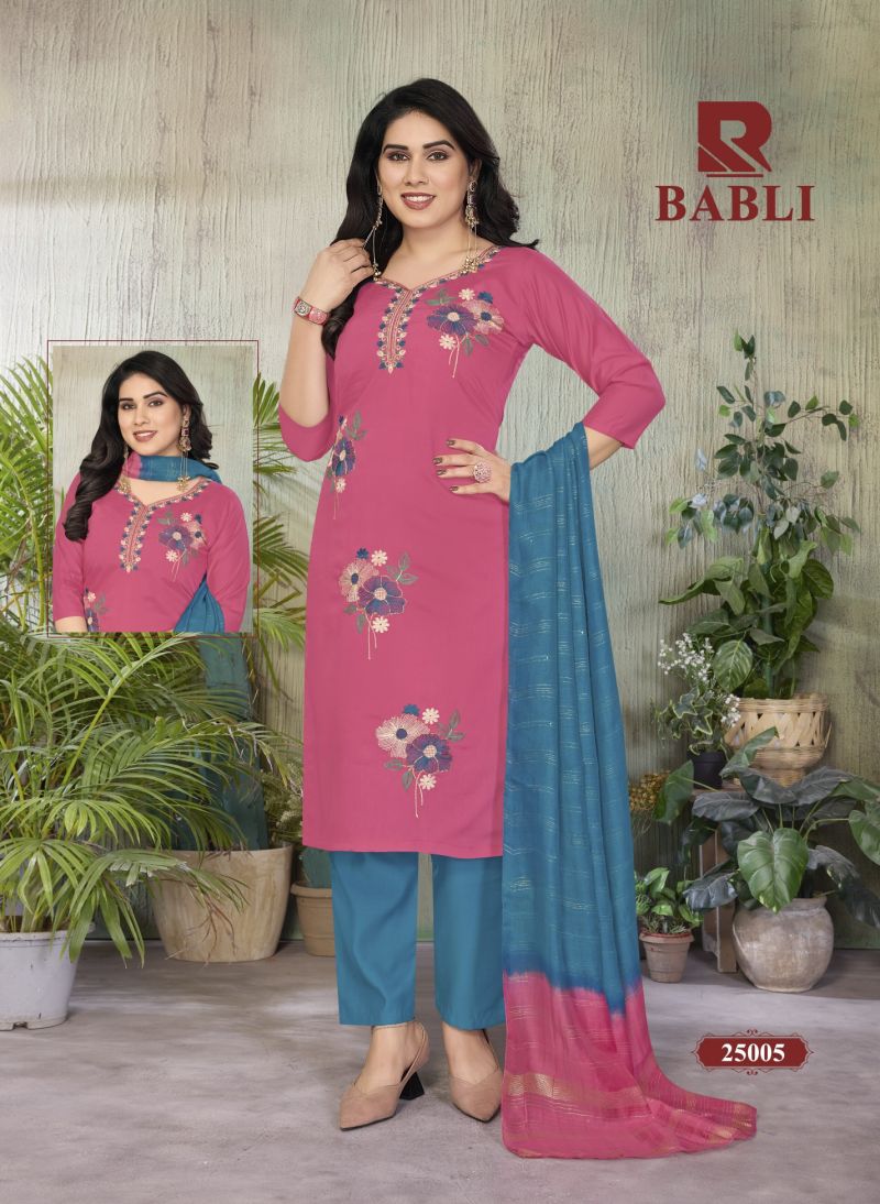Raashi Babli Roman Silk Embroidered Kurti Pant Dupatta Set