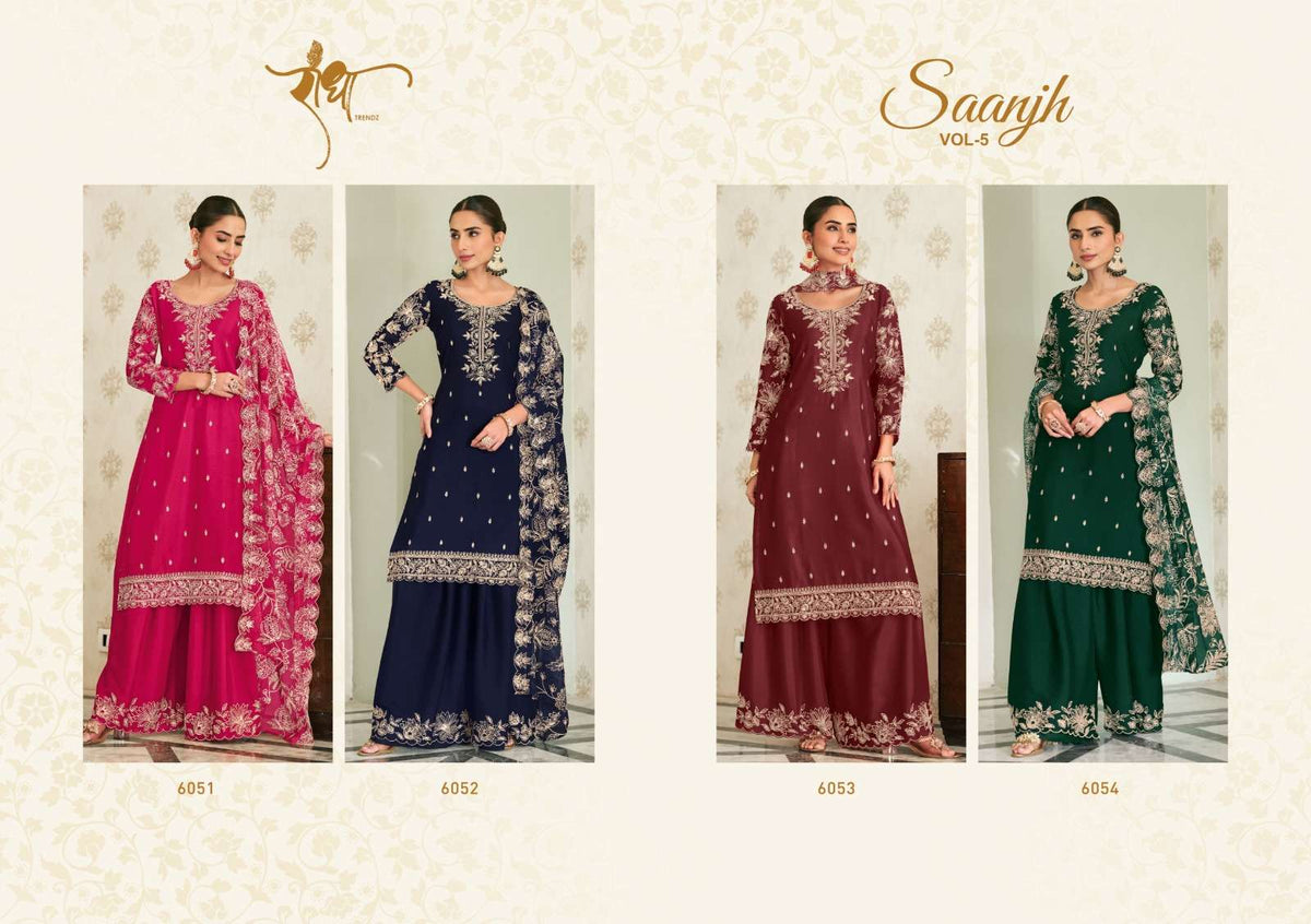 Radha Trendz Saanjh Vol 5 Chinon Pakistani Suit - Amrah Wholesale