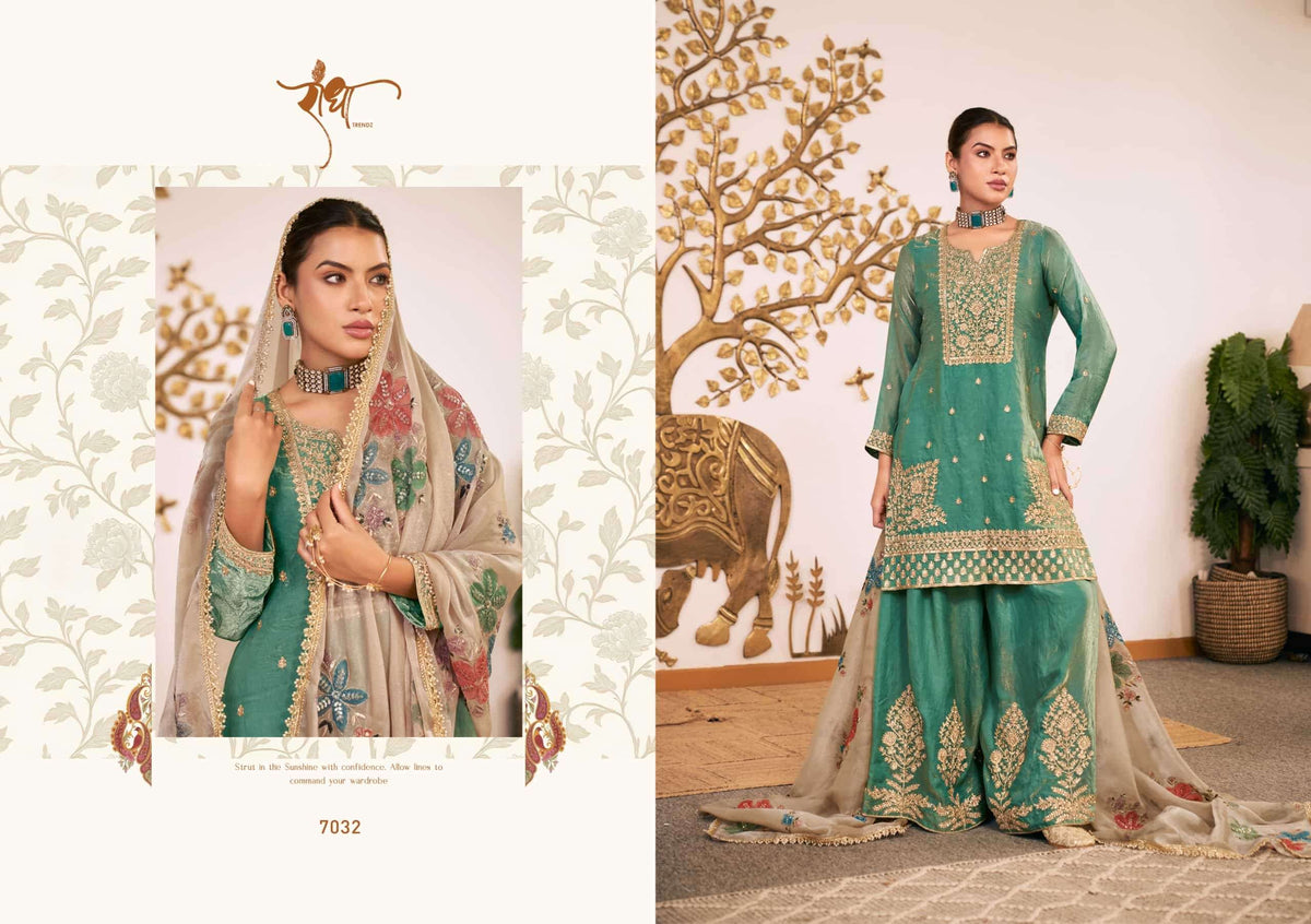 Radha Trendz Sunflower Fendy Silk Designer Sharara Dress