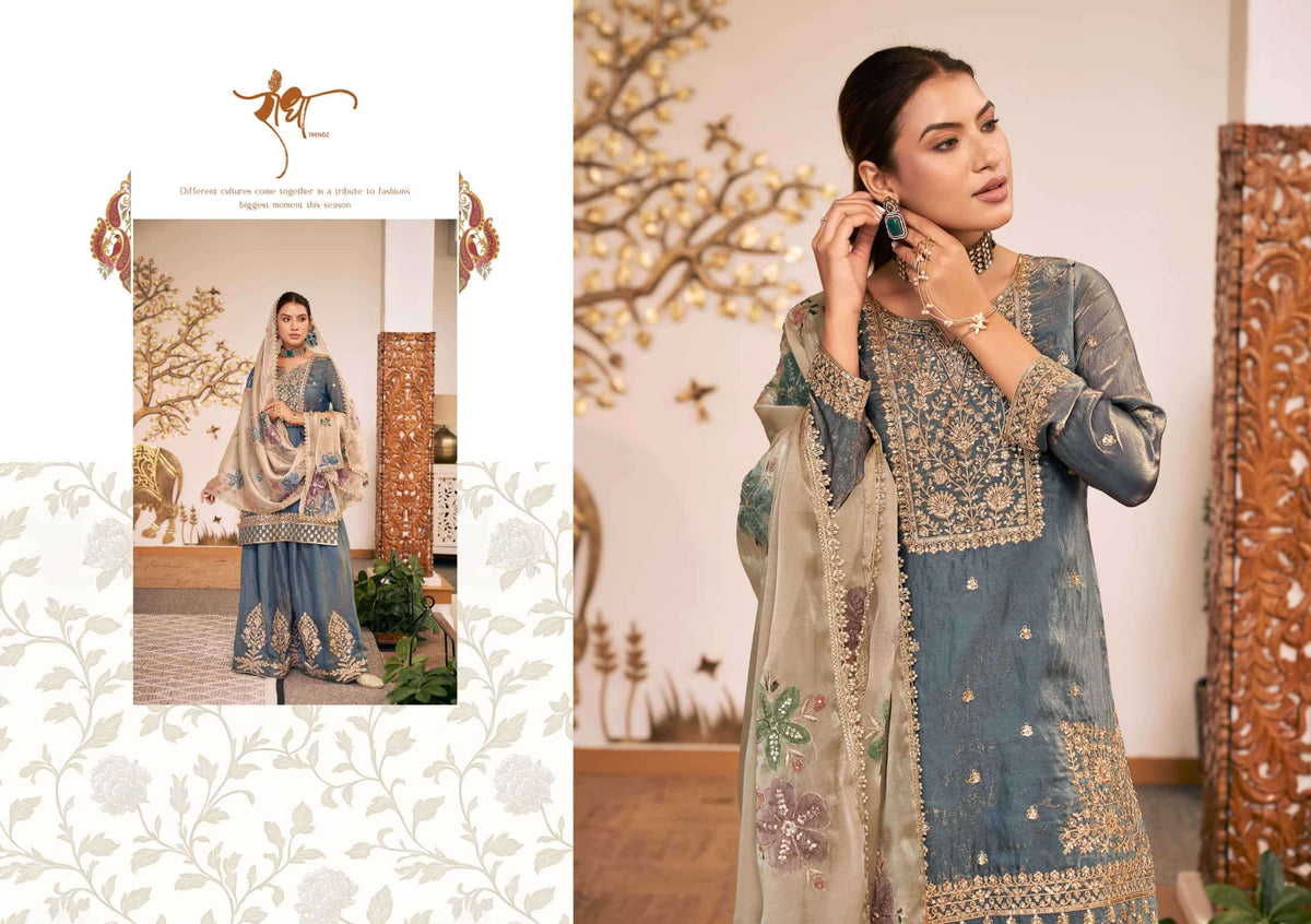 Radha Trendz Sunflower Fendy Silk Designer Sharara Dress