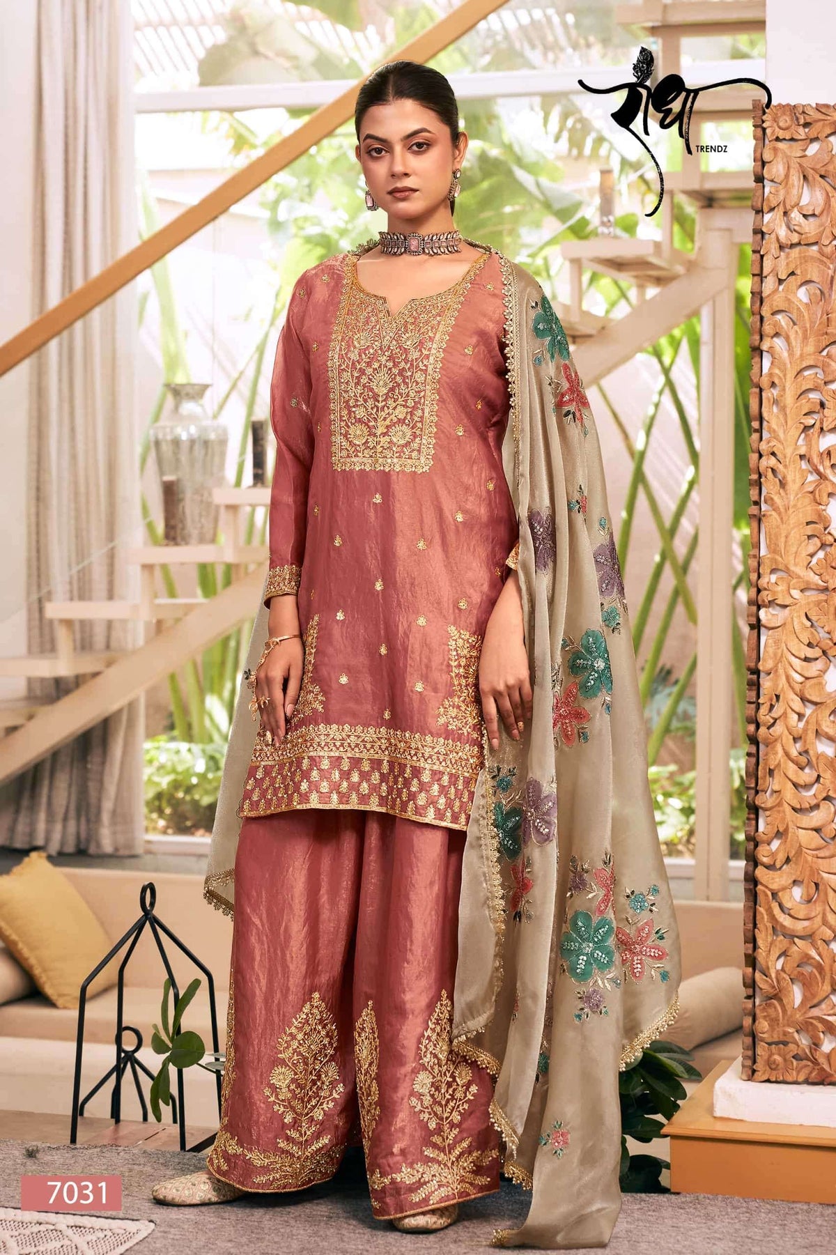 Radha Trendz Sunflower Fendy Silk Designer Sharara Dress