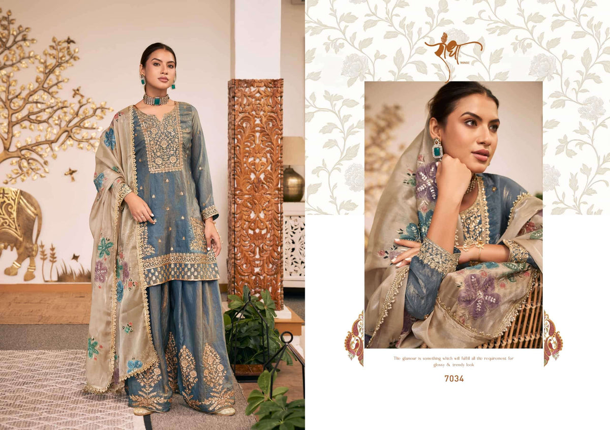 Radha Trendz Sunflower Fendy Silk Designer Sharara Dress