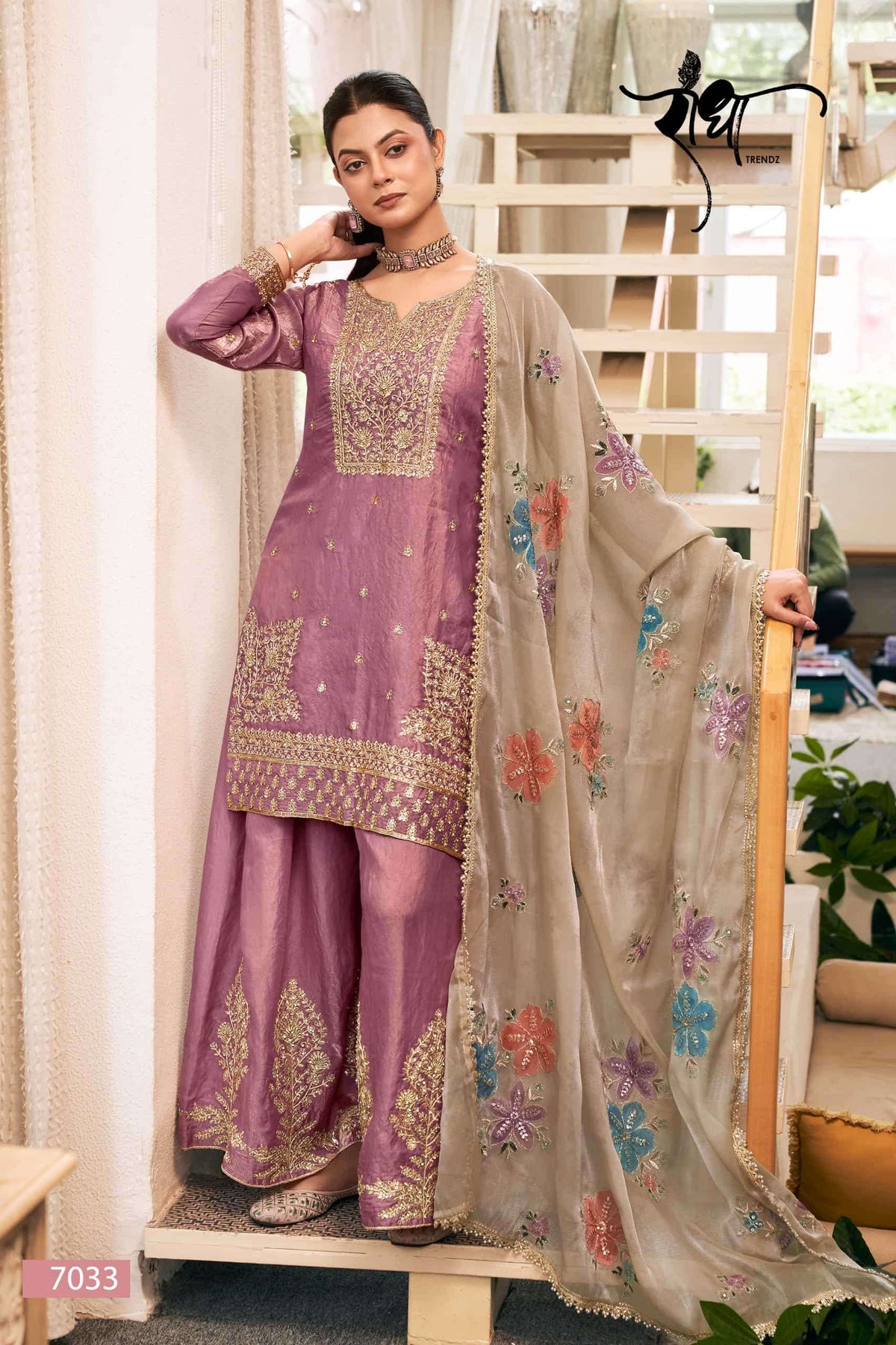 Radha Trendz Sunflower Fendy Silk Designer Sharara Dress