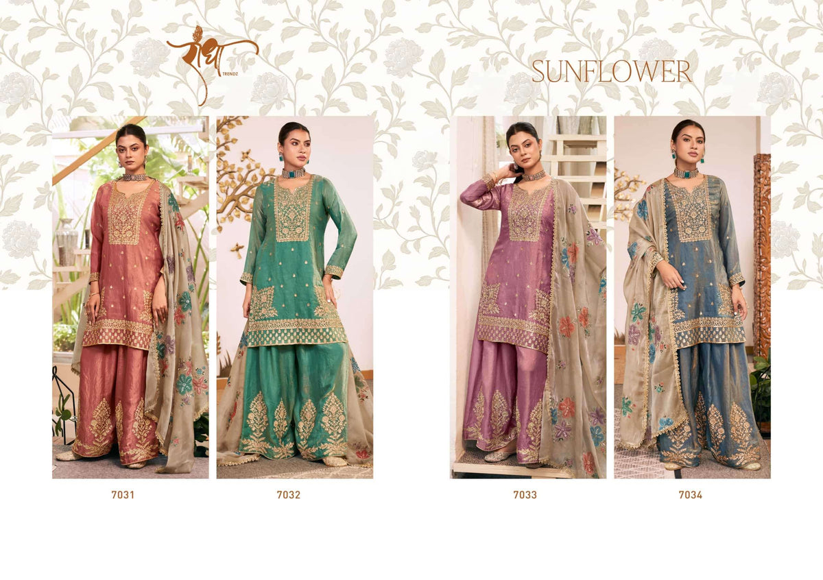 Radha Trendz Sunflower Fendy Silk Designer Sharara Dress