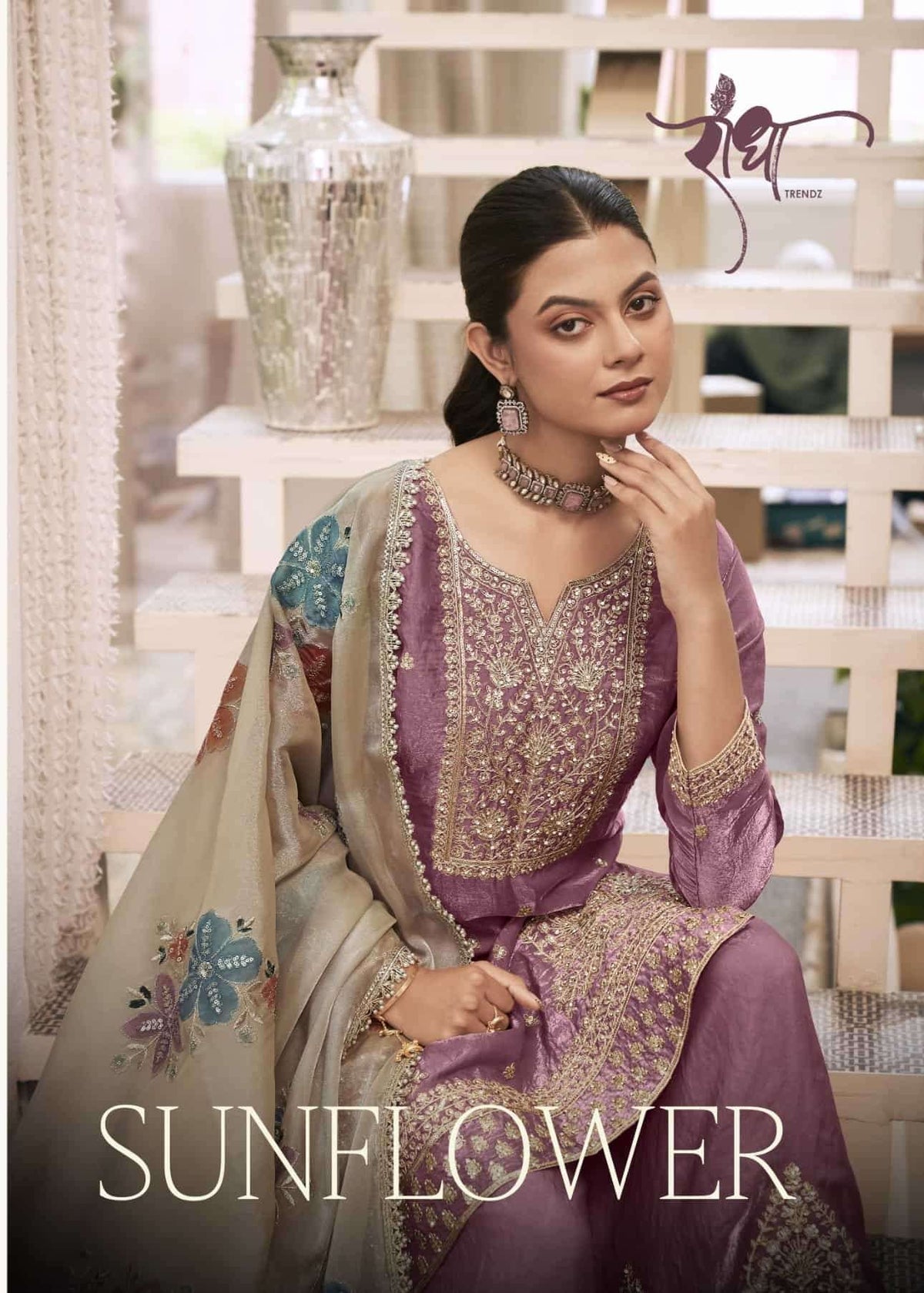 Radha Trendz Sunflower Fendy Silk Designer Sharara Dress