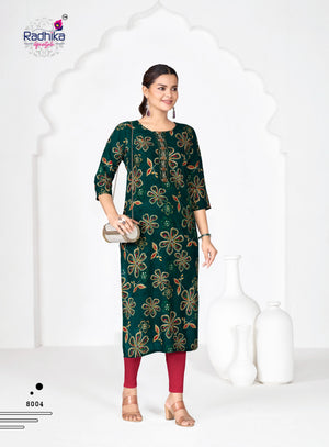 Radhika Lifestyle Alisha Vol 8 Rayon Printed Kurti Collection