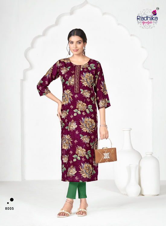 Radhika Lifestyle Alisha Vol 8 Rayon Printed Kurti Collection