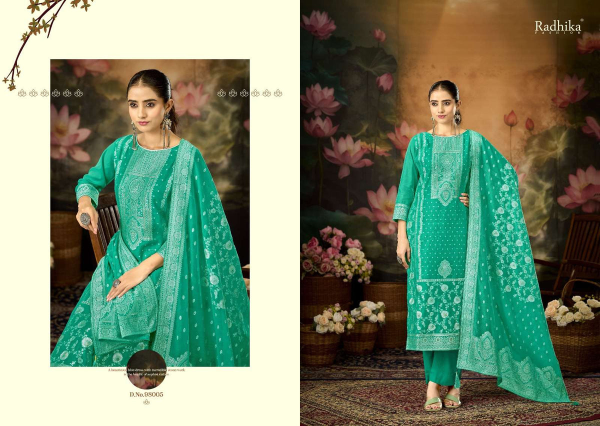 Radhika Banarasi Adha Vol 12 Cotton Jacquard Dress Material - Amrah Wholesale