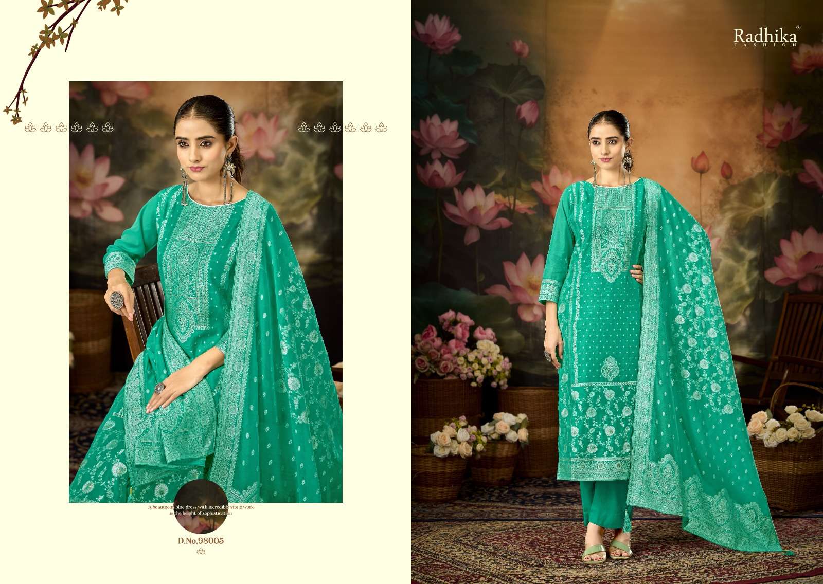 Radhika Banarasi Adha Vol 12 Cotton Jacquard Dress Material - Amrah Wholesale
