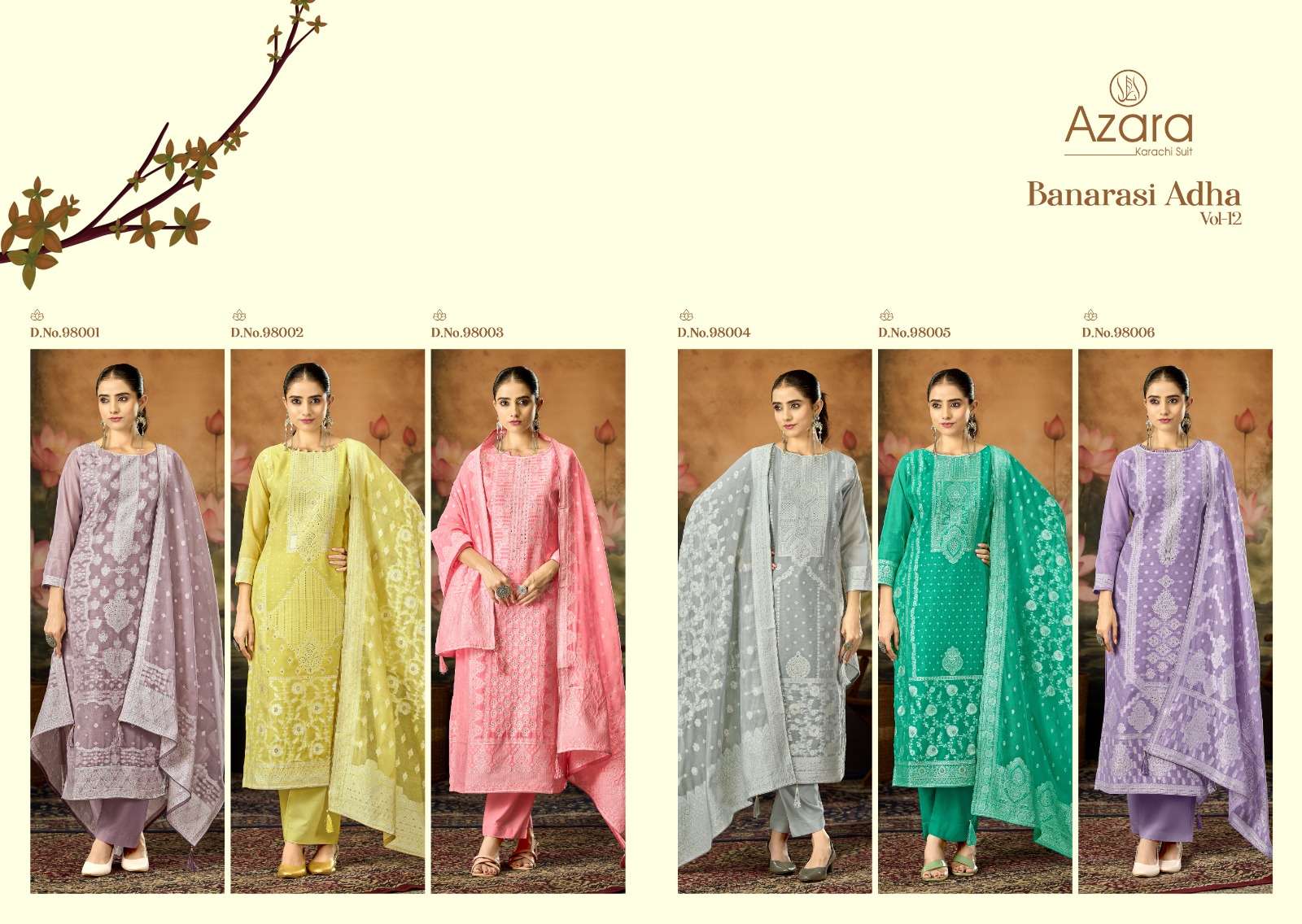 Radhika Banarasi Adha Vol 12 Cotton Jacquard Dress Material - Amrah Wholesale