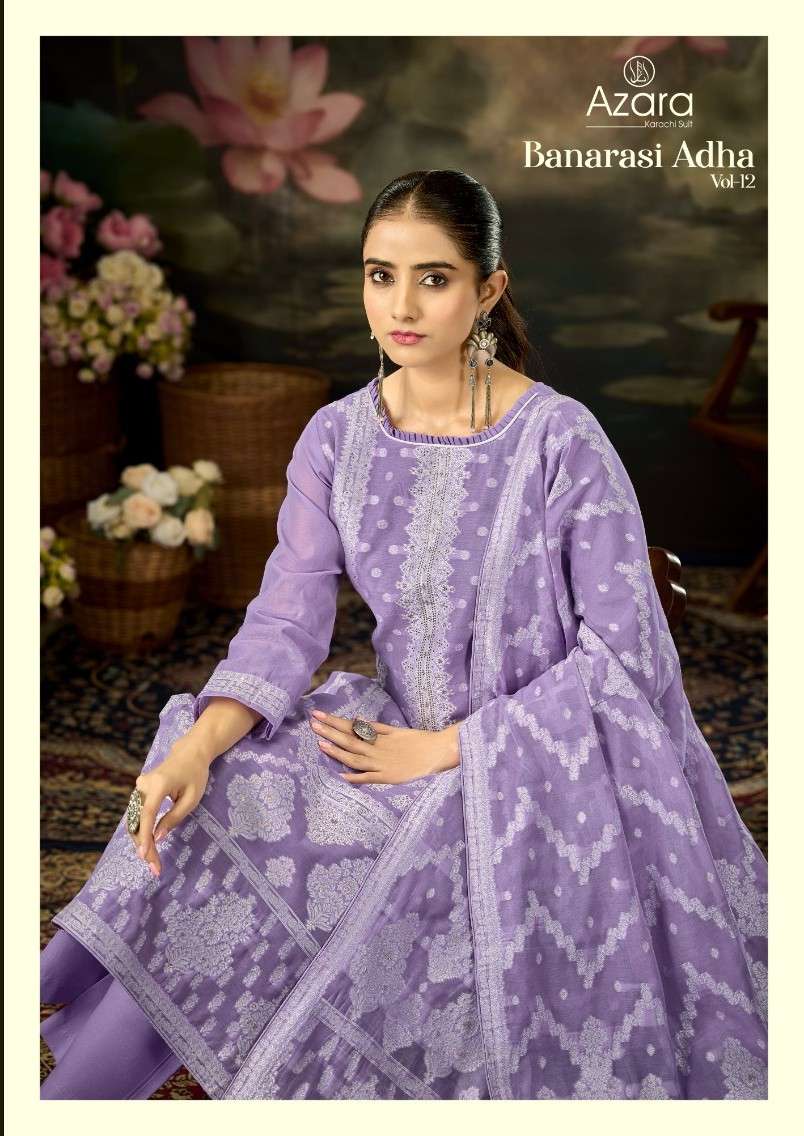 Radhika Banarasi Adha Vol 12 Cotton Jacquard Dress Material - Amrah Wholesale