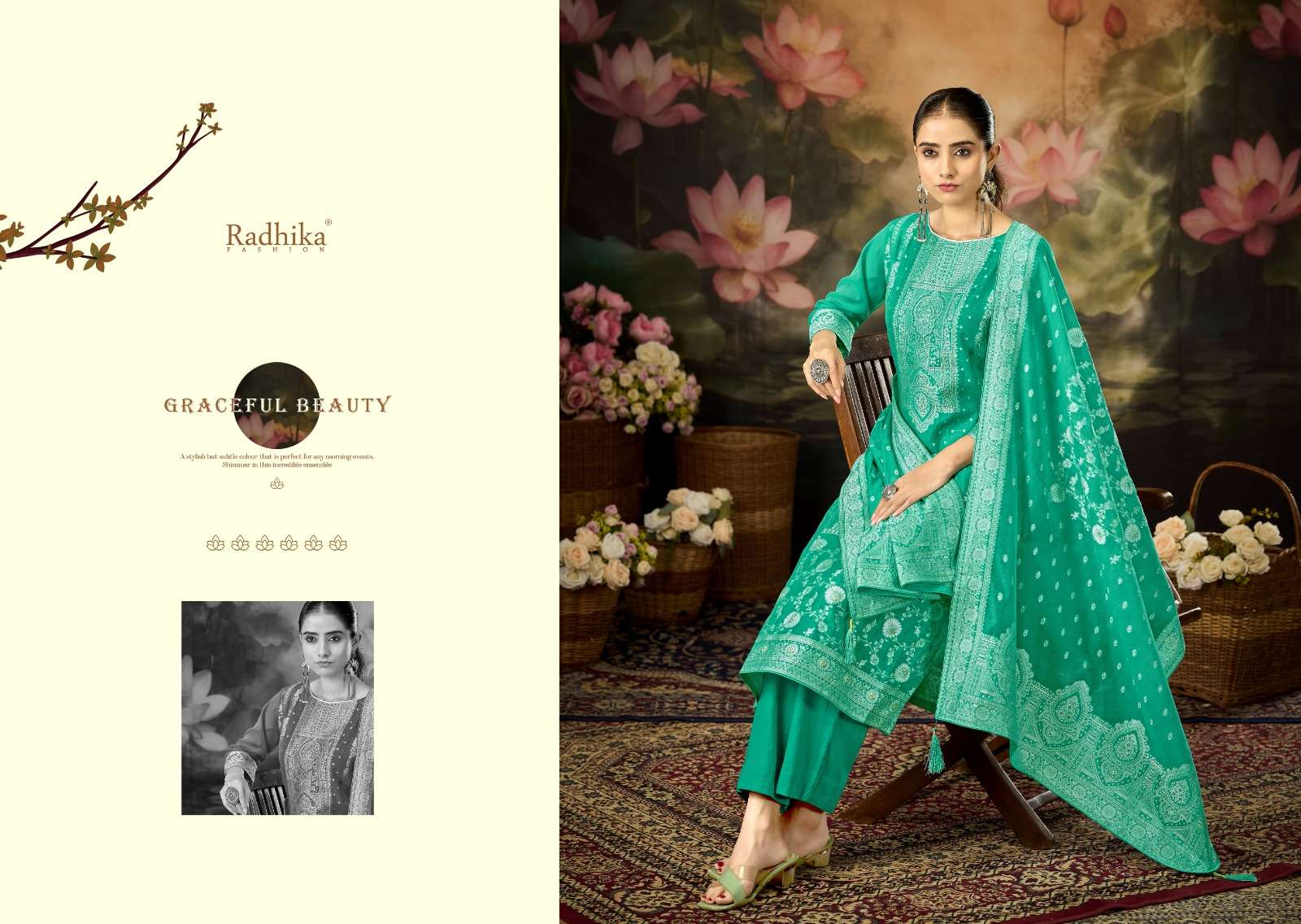Radhika Banarasi Adha Vol 12 Cotton Jacquard Dress Material - Amrah Wholesale