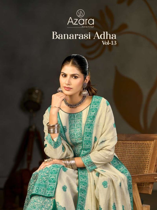 Radhika Banarasi Adha Vol 13 Cotton Jaam Dani Jacquard Dress Material