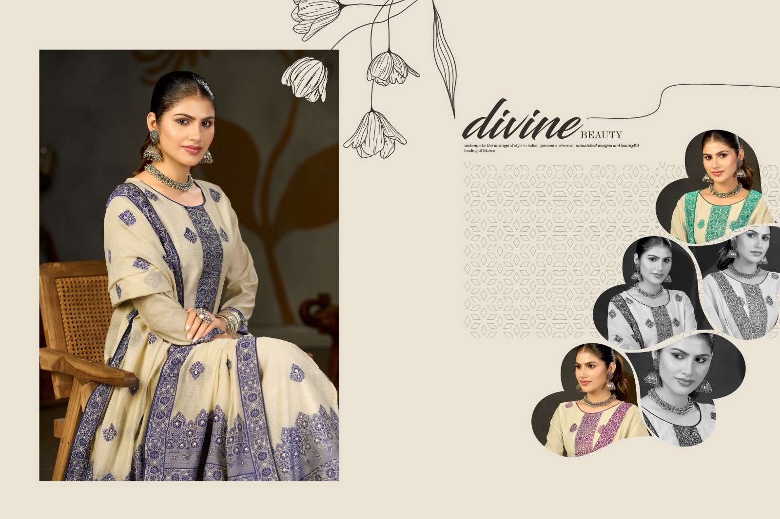 Radhika Banarasi Adha Vol 13 Cotton Jaam Dani Jacquard Dress Material