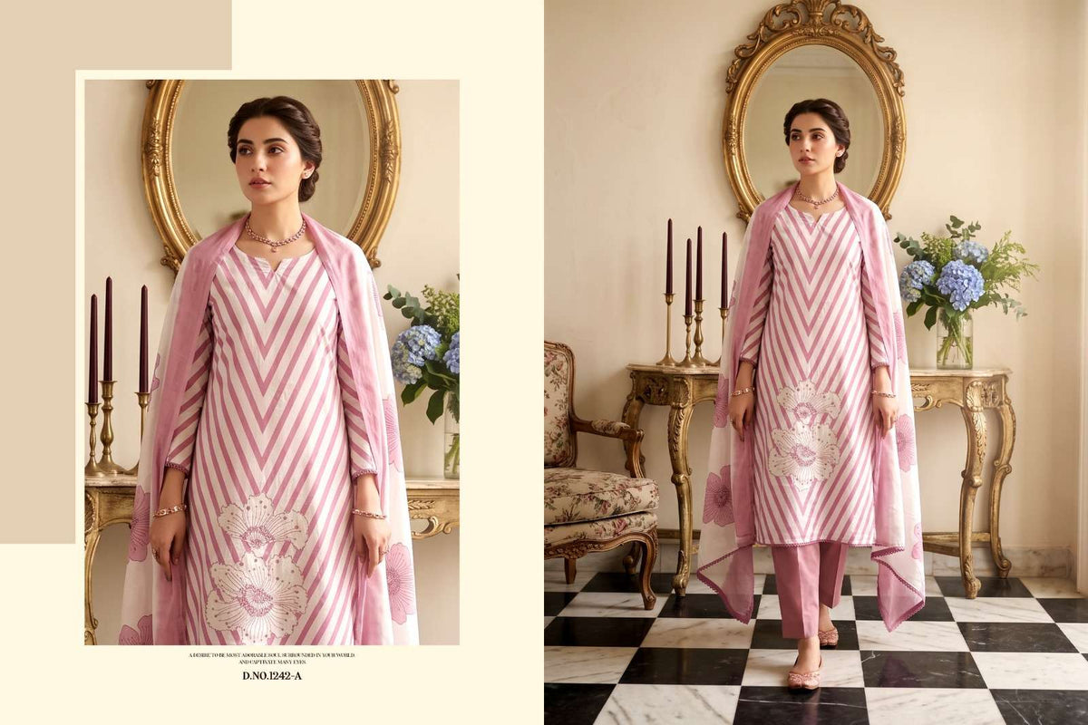 Radhika Kalki 1242 Pure Jaam Cotton Designer Print Dress Material - Amrah Wholesale
