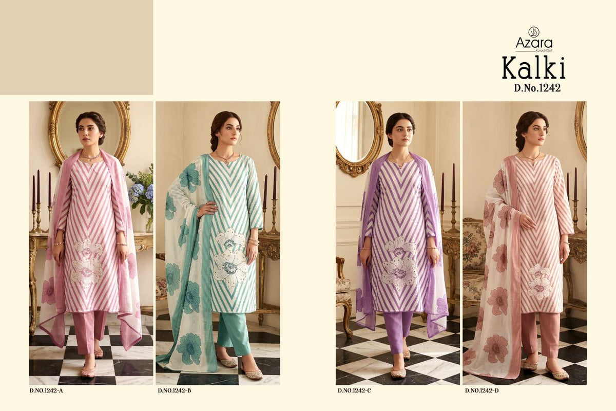 Radhika Kalki 1242 Pure Jaam Cotton Designer Print Dress Material - Amrah Wholesale