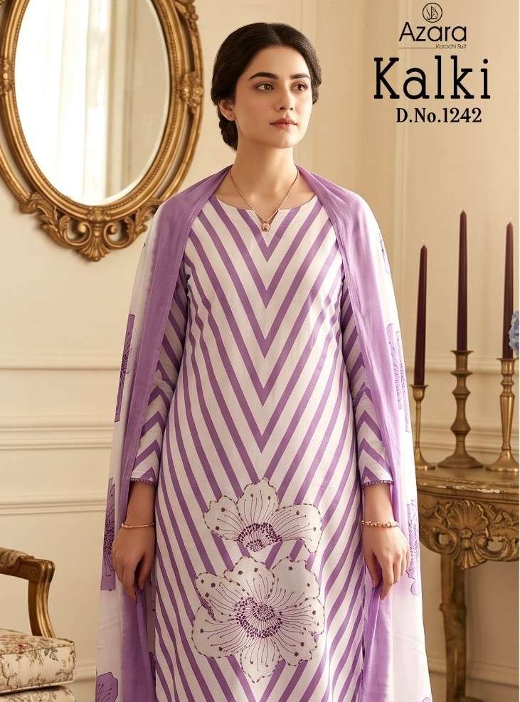 Radhika Kalki 1242 Pure Jaam Cotton Designer Print Dress Material - Amrah Wholesale