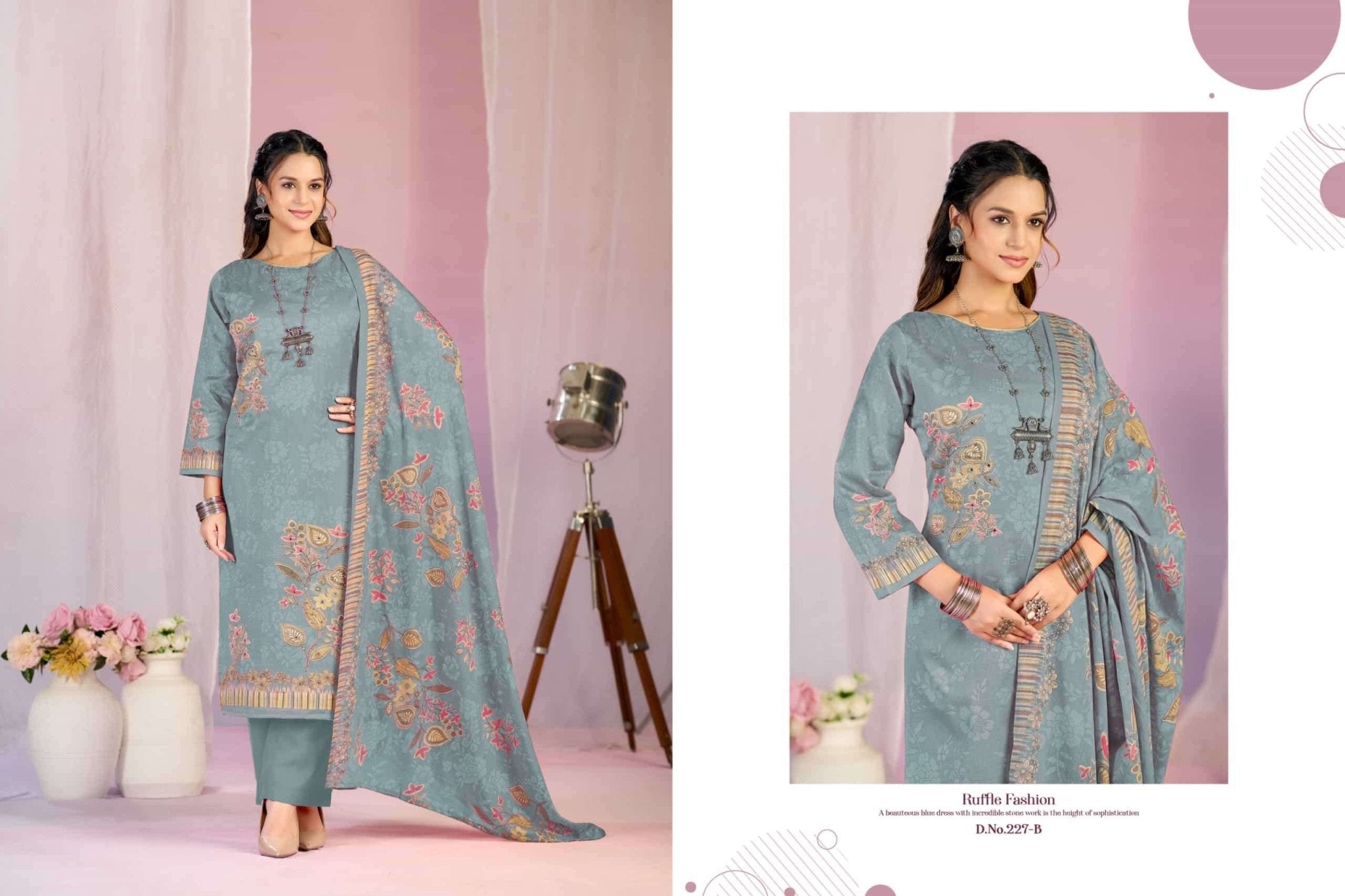 Radhika Kayka 227 Heavy Zam Cotton Dress Material - Amrah Wholesale