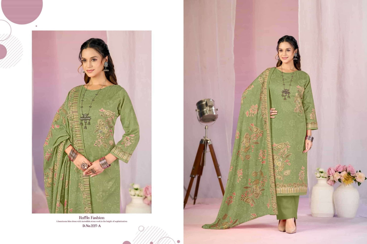 Radhika Kayka 227 Heavy Zam Cotton Dress Material - Amrah Wholesale