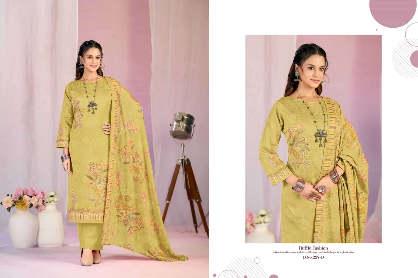 Radhika Kayka 227 Heavy Zam Cotton Dress Material - Amrah Wholesale