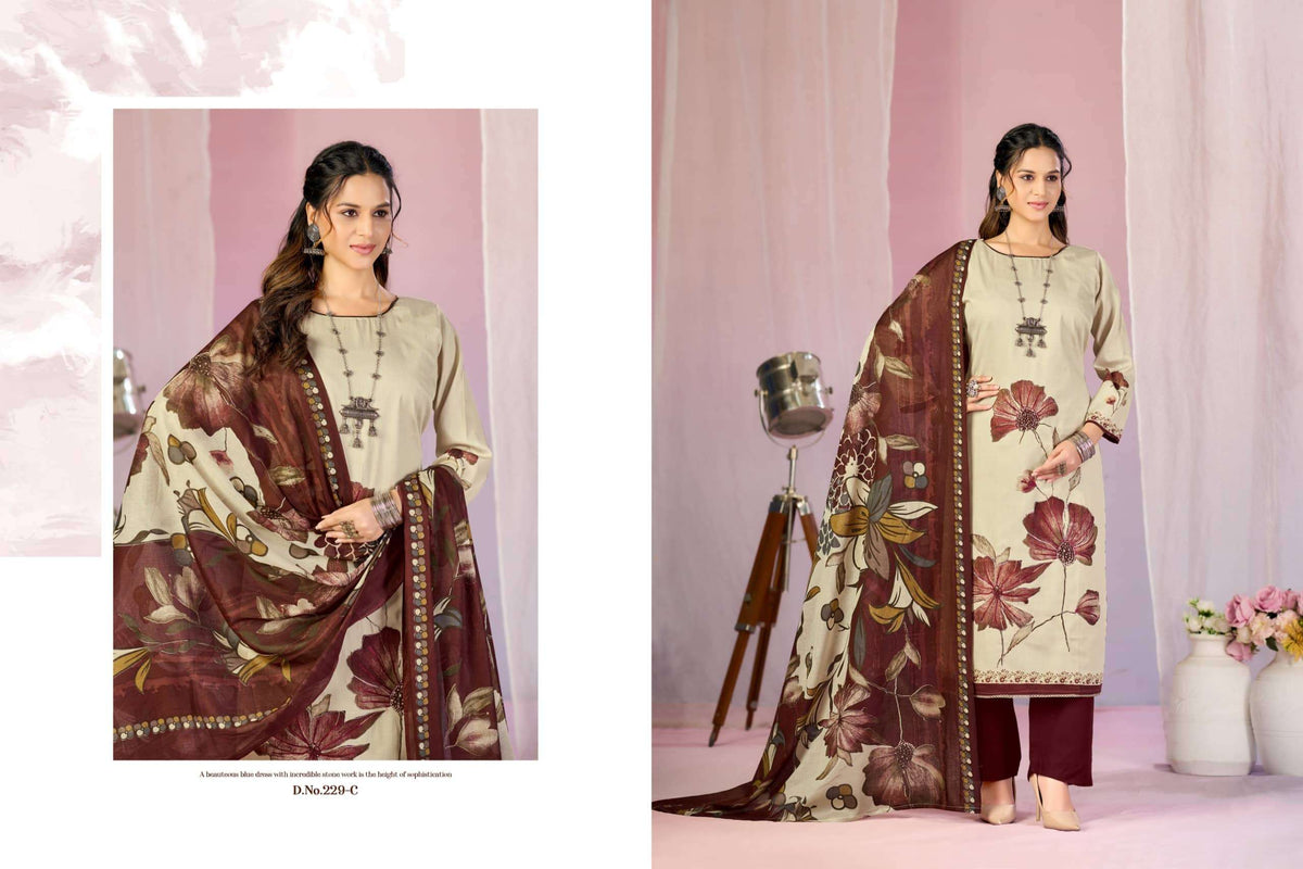 Radhika Kayka 229 Pure Heavy Zam Cotton Dress Material
