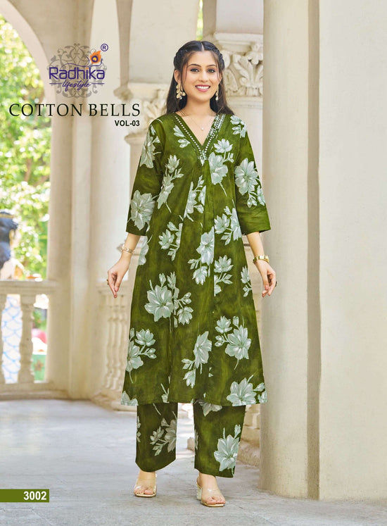 RADHIKA LIFESTYLE COTTON BELLS VOL - 3 Kurti Pant Set Wholesale Catalogue - Amrah Wholesale