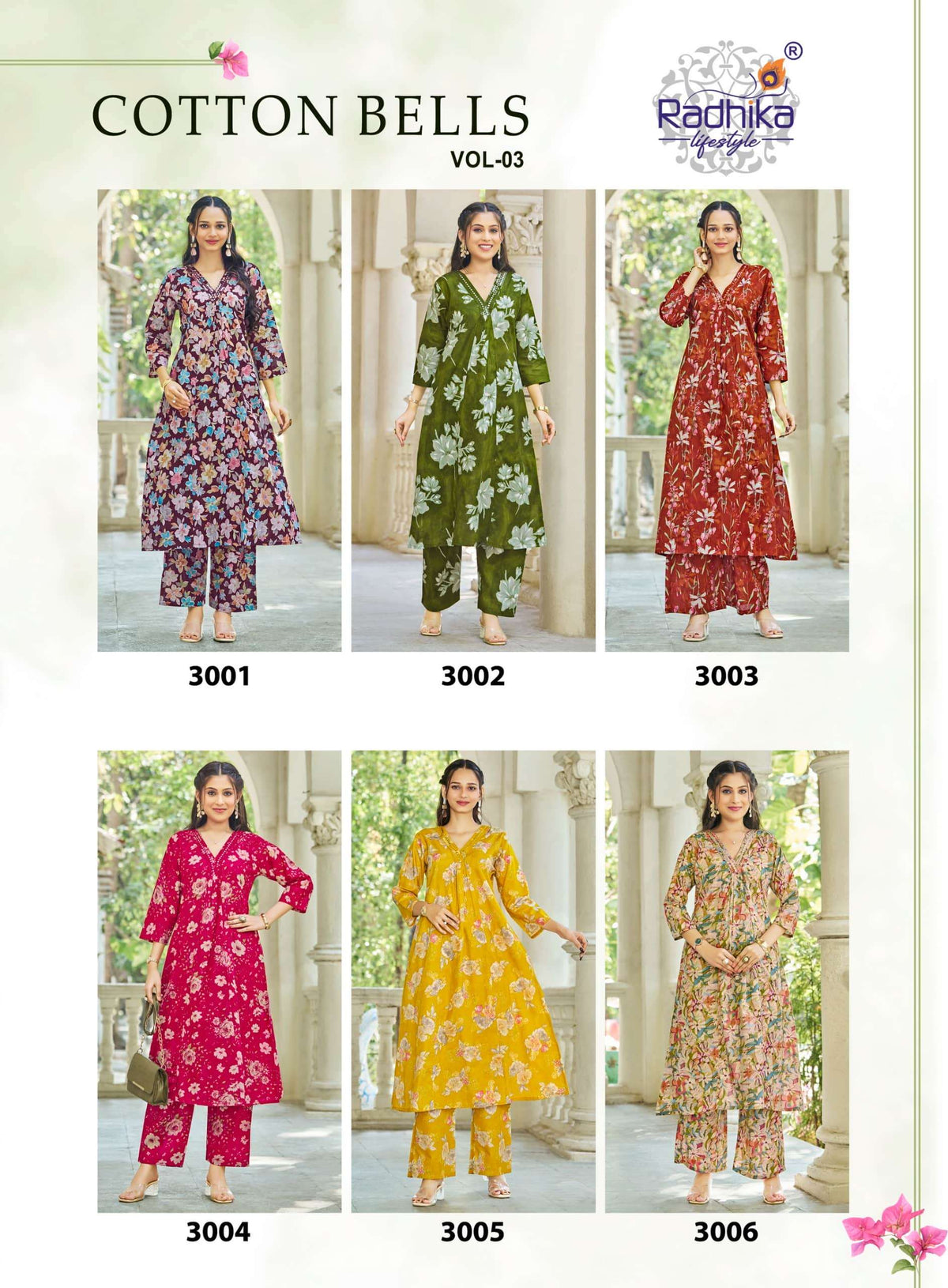 RADHIKA LIFESTYLE COTTON BELLS VOL - 3 Kurti Pant Set Wholesale Catalogue - Amrah Wholesale
